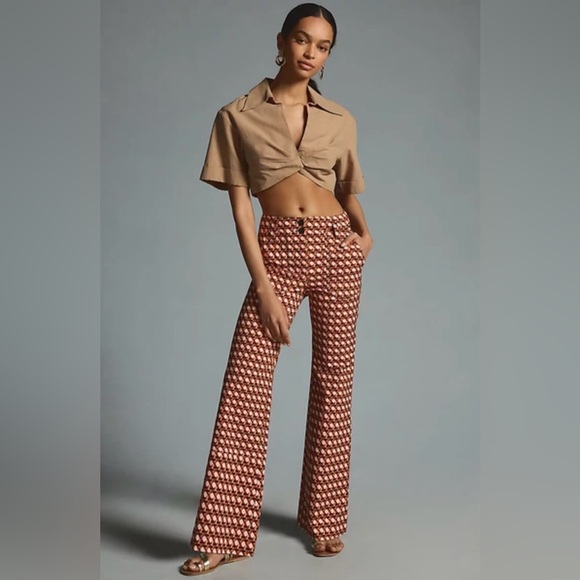 Anthropologie Pants - Maeve by Anthropologie The Naomi Wide-Leg Flare Pants in Geometric Pattern